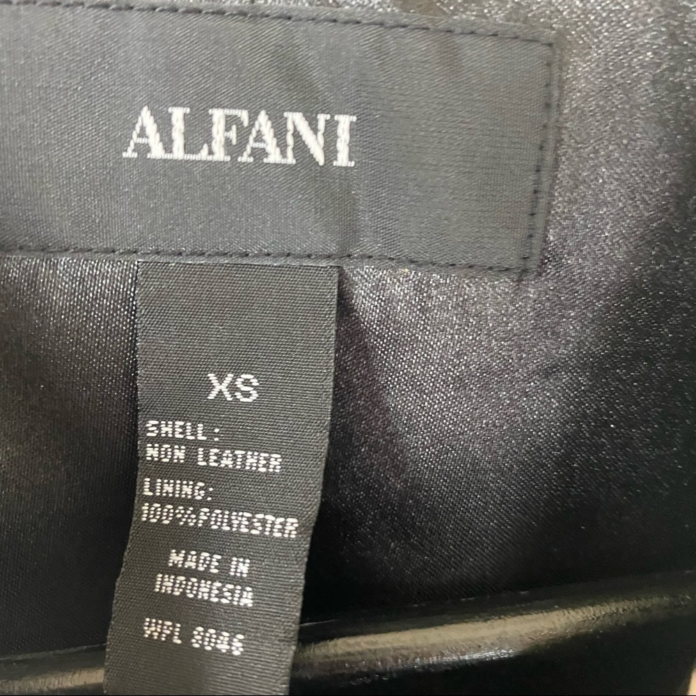 Alfani Floral Faux Leather Women Jacket Navy Blue and White Sz XS - Picture 13 of 14
